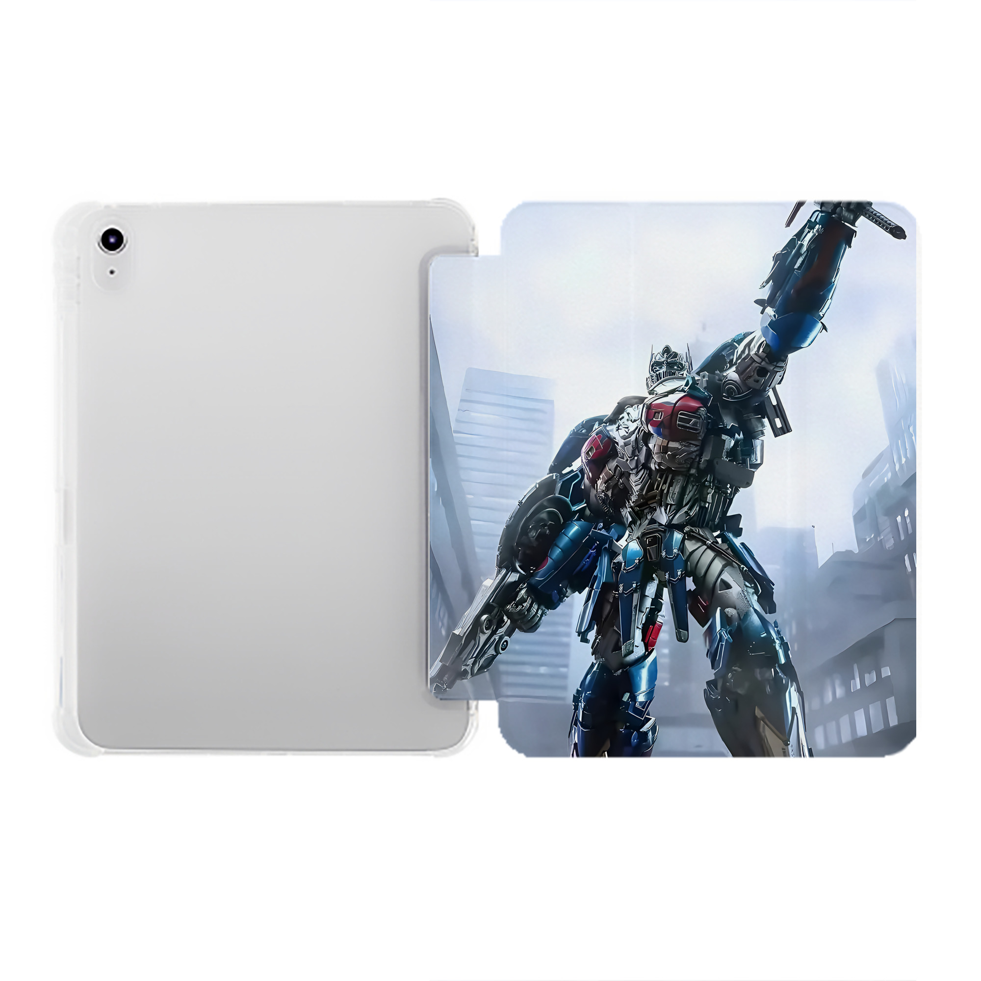 （画像用） Transformers トランスフォーマー IPad ケース ペン収納付き 三つ折りスタンド PUレザー×シリコン 対応機種9.5/10.5/10.9インチ